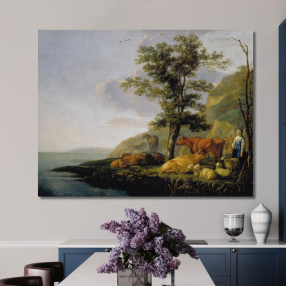 Bestiame Vicino A Un Fiume Aelbert Cuyp acu10 quadro stampato su tela