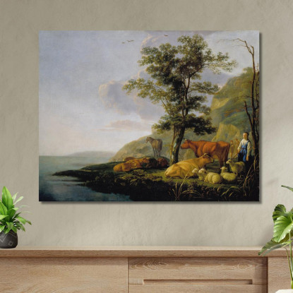 Bestiame Vicino A Un Fiume Aelbert Cuyp acu10 quadro stampato su tela