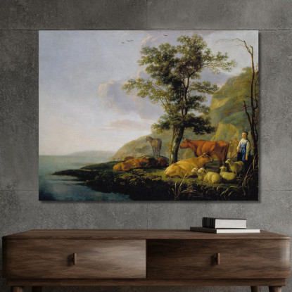 Bestiame Vicino A Un Fiume Aelbert Cuyp acu10 quadro stampato su tela