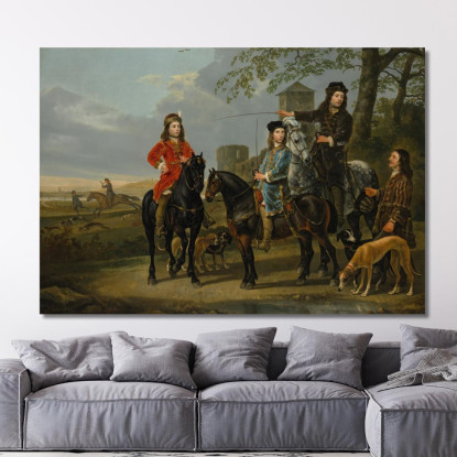 Ritratto Equestre Con Tutore E Cocchiere Aelbert Cuyp acu14 quadro stampato su tela