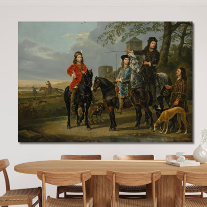 Ritratto Equestre Con Tutore E Cocchiere Aelbert Cuyp acu14 quadro stampato su tela