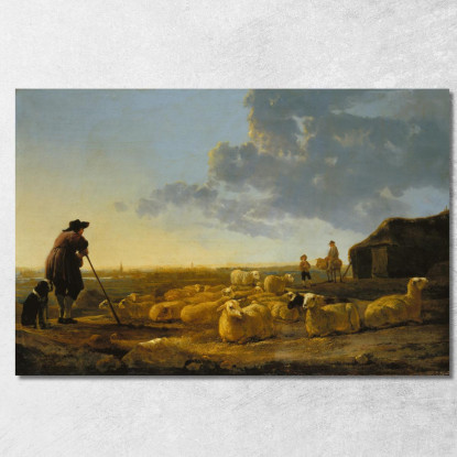 Gregge Di Pecore Al Pascolo Aelbert Cuyp acu16 quadro stampato su tela