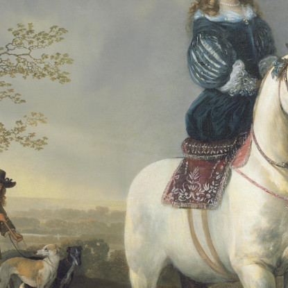 Signora E Gentiluomo A Cavallo Aelbert Cuyp acu19 quadro stampato su tela