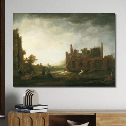 Paesaggio Con Le Rovine Dell'Abbazia Di Rijnsburg Aelbert Cuyp acu26 quadro stampato su tela
