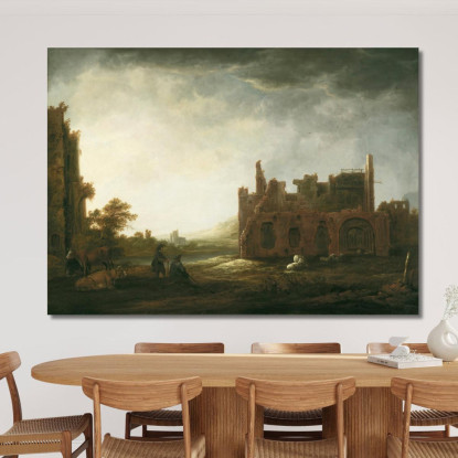 Paesaggio Con Le Rovine Dell'Abbazia Di Rijnsburg Aelbert Cuyp acu26 quadro stampato su tela