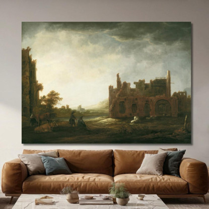 Paesaggio Con Le Rovine Dell'Abbazia Di Rijnsburg Aelbert Cuyp acu26 quadro stampato su tela