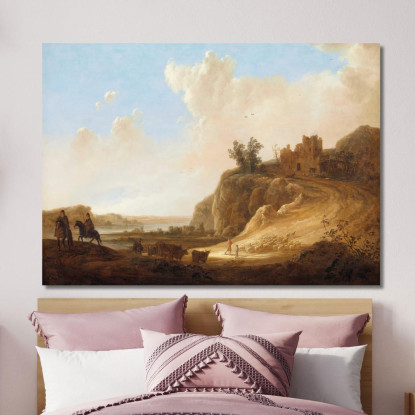 Paesaggio Montuoso Con Le Rovine Di Un Castello Aelbert Cuyp acu30 quadro stampato su tela