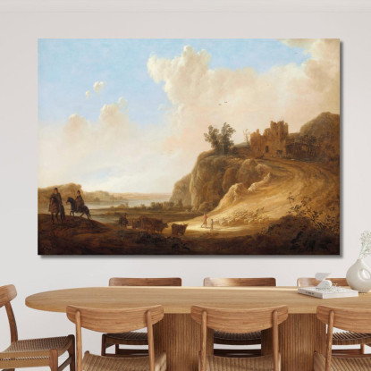 Paesaggio Montuoso Con Le Rovine Di Un Castello Aelbert Cuyp acu30 quadro stampato su tela