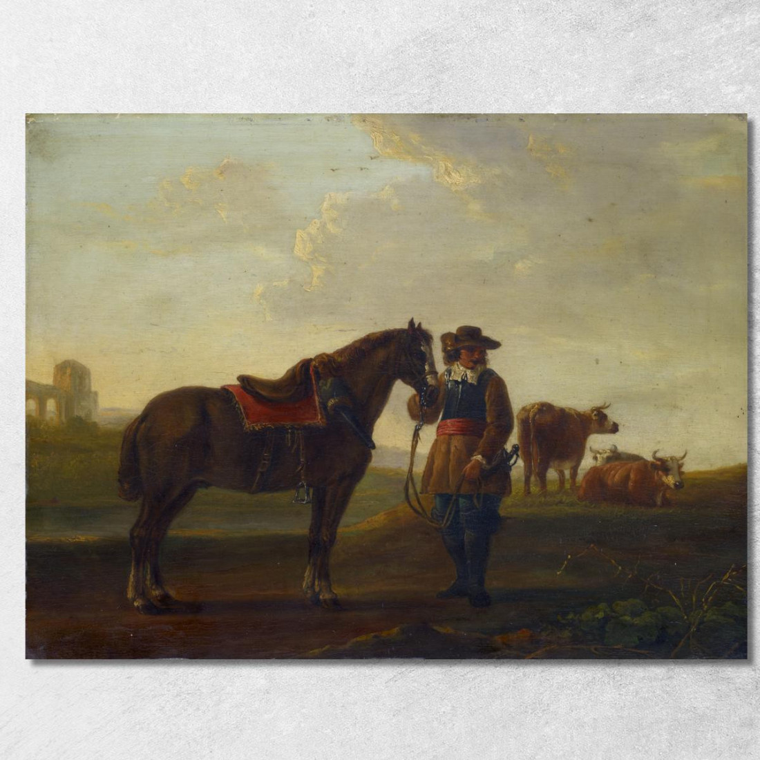 Ufficiale Con Cavallo Aelbert Cuyp acu31 quadro stampato su tela