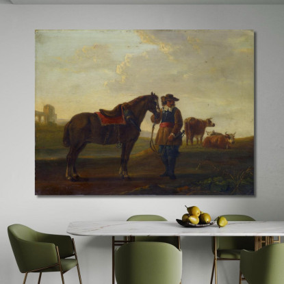 Ufficiale Con Cavallo Aelbert Cuyp acu31 quadro stampato su tela