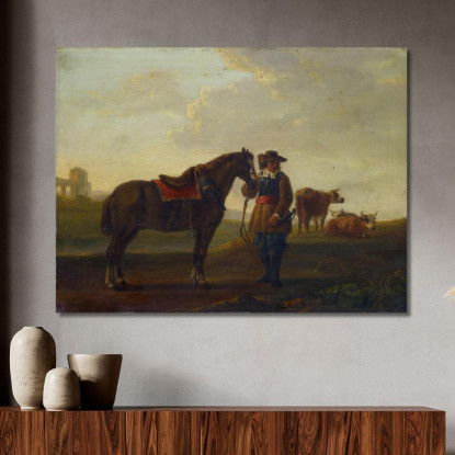 Ufficiale Con Cavallo Aelbert Cuyp acu31 quadro stampato su tela