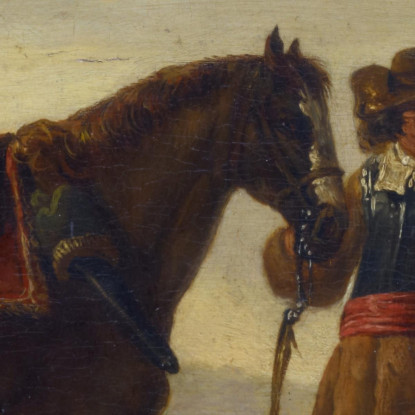 Ufficiale Con Cavallo Aelbert Cuyp acu31 quadro stampato su tela