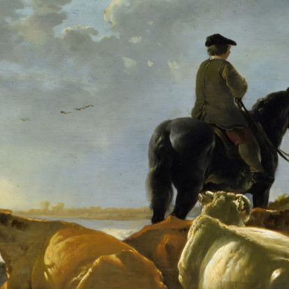 Contadini E Bestiame Presso Il Fiume Merwede Aelbert Cuyp acu33 quadro stampato su tela