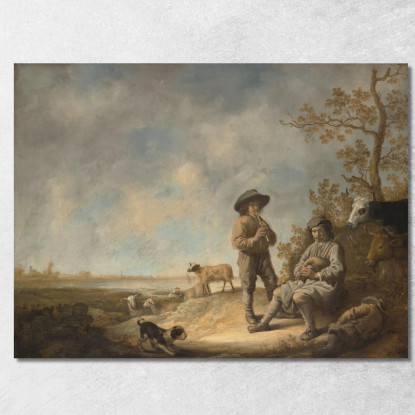 Pastori Suonatori Aelbert Cuyp acu34 quadro stampato su tela