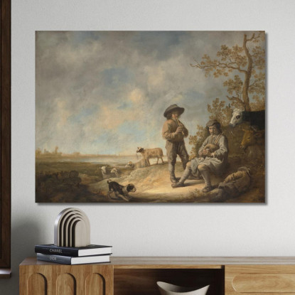 Pastori Suonatori Aelbert Cuyp acu34 quadro stampato su tela