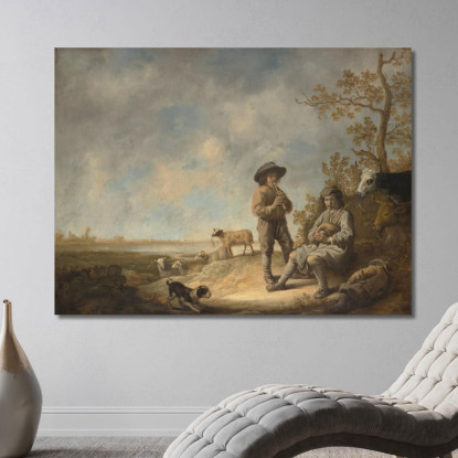 Pastori Suonatori Aelbert Cuyp acu34 quadro stampato su tela