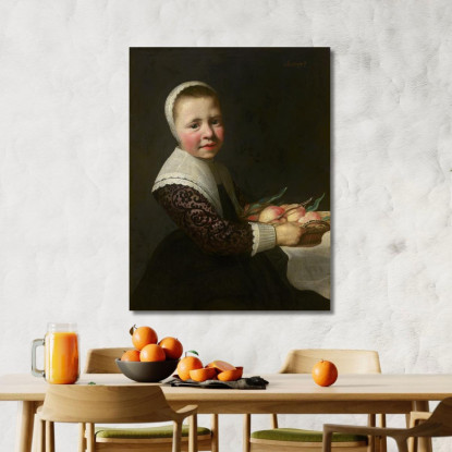 Ritratto Di Una Ragazza Con Pesche Aelbert Cuyp acu35 quadro stampato su tela