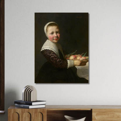 Ritratto Di Una Ragazza Con Pesche Aelbert Cuyp acu35 quadro stampato su tela