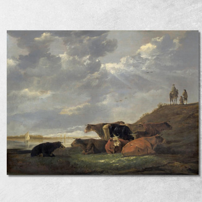 Paesaggio Fluviale Con Mucche 2 Aelbert Cuyp acu37 quadro stampato su tela