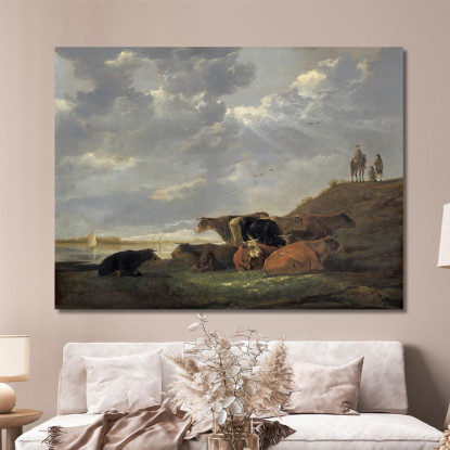 Paesaggio Fluviale Con Mucche 2 Aelbert Cuyp acu37 quadro stampato su tela