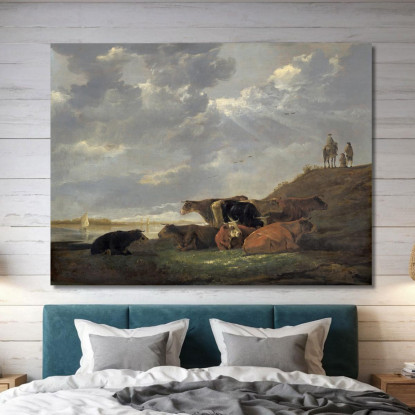 Paesaggio Fluviale Con Mucche 2 Aelbert Cuyp acu37 quadro stampato su tela