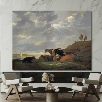 Paesaggio Fluviale Con Mucche 2 Aelbert Cuyp acu37 quadro stampato su tela