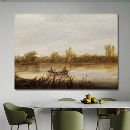 Paesaggio Fluviale Con Pescatori In Una Barca Aelbert Cuyp acu39 quadro stampato su tela