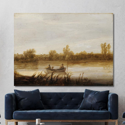Paesaggio Fluviale Con Pescatori In Una Barca Aelbert Cuyp acu39 quadro stampato su tela