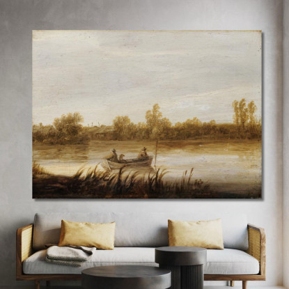 Paesaggio Fluviale Con Pescatori In Una Barca Aelbert Cuyp acu39 quadro stampato su tela