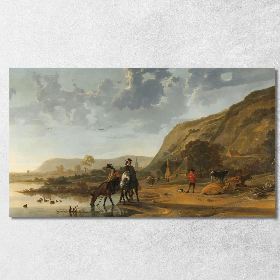 Paesaggio Fluviale Con Cavalieri Aelbert Cuyp acu41 quadro stampato su tela