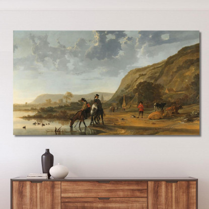 Paesaggio Fluviale Con Cavalieri Aelbert Cuyp acu41 quadro stampato su tela