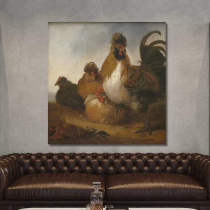 Gallo E Galline Aelbert Cuyp acu42 quadro stampato su tela
