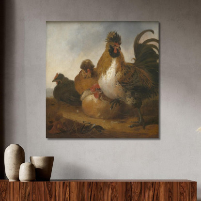 Gallo E Galline Aelbert Cuyp acu42 quadro stampato su tela