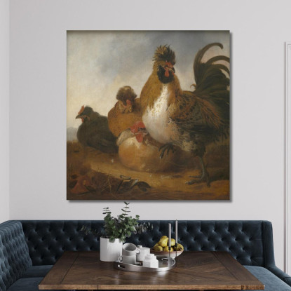 Gallo E Galline Aelbert Cuyp acu42 quadro stampato su tela