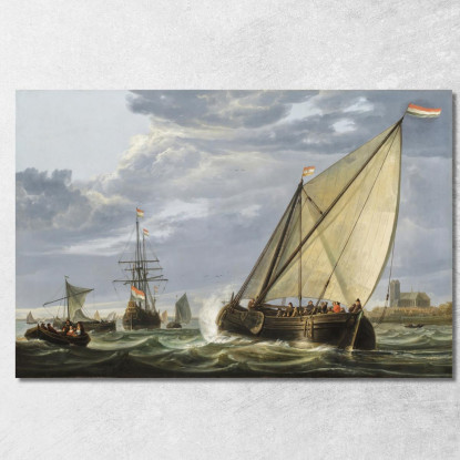 Navi Sulla Mosa A Dordrecht Aelbert Cuyp acu43 quadro stampato su tela