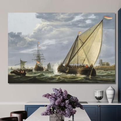 Navi Sulla Mosa A Dordrecht Aelbert Cuyp acu43 quadro stampato su tela