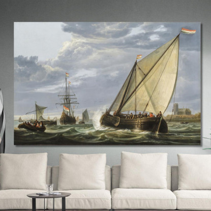 Navi Sulla Mosa A Dordrecht Aelbert Cuyp acu43 quadro stampato su tela