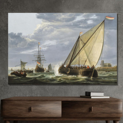 Navi Sulla Mosa A Dordrecht Aelbert Cuyp acu43 quadro stampato su tela