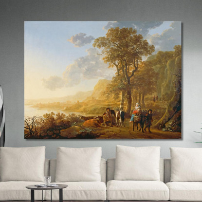 La Fuga In Egitto Aelbert Cuyp acu48 quadro stampato su tela