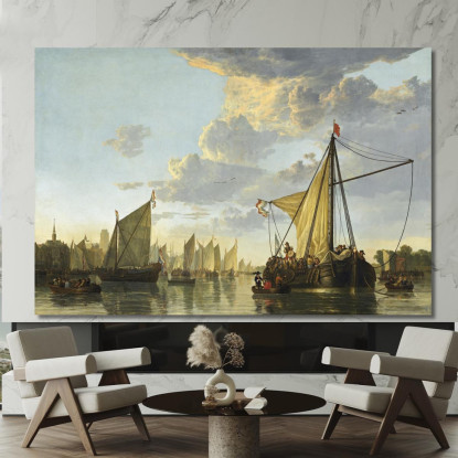 La Mosa A Dordrecht Aelbert Cuyp acu49 quadro stampato su tela