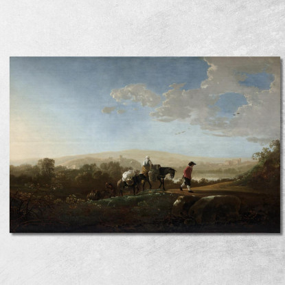 Viaggiatori In Un Paesaggio Collinare 2 Aelbert Cuyp acu52 quadro stampato su tela