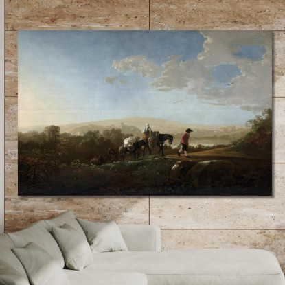 Viaggiatori In Un Paesaggio Collinare 2 Aelbert Cuyp acu52 quadro stampato su tela