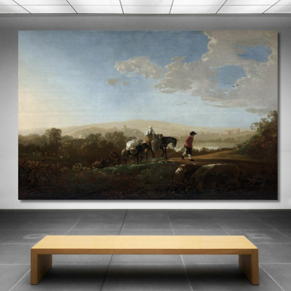 Viaggiatori In Un Paesaggio Collinare 2 Aelbert Cuyp acu52 quadro stampato su tela