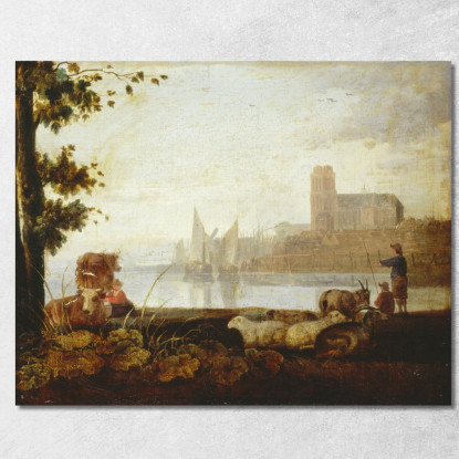 Veduta Sulla Mosa Aelbert Cuyp acu54 quadro stampato su tela