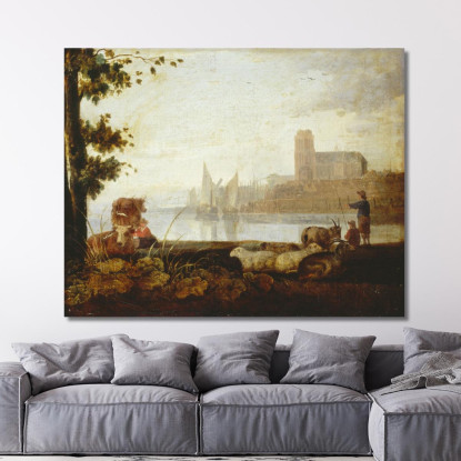 Veduta Sulla Mosa Aelbert Cuyp acu54 quadro stampato su tela