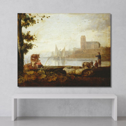 Veduta Sulla Mosa Aelbert Cuyp acu54 quadro stampato su tela