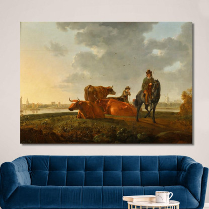 Pascolo Presso Il Fiume Aelbert Cuyp acu56 quadro stampato su tela