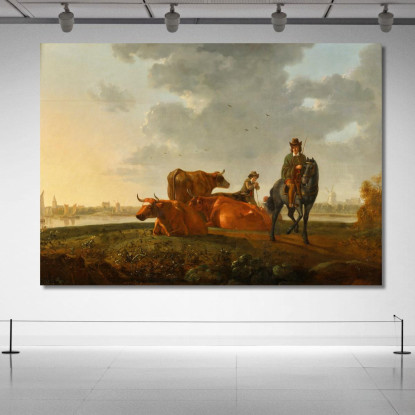 Pascolo Presso Il Fiume Aelbert Cuyp acu56 quadro stampato su tela