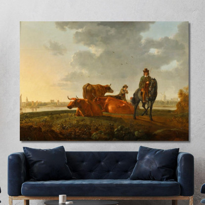 Pascolo Presso Il Fiume Aelbert Cuyp acu56 quadro stampato su tela