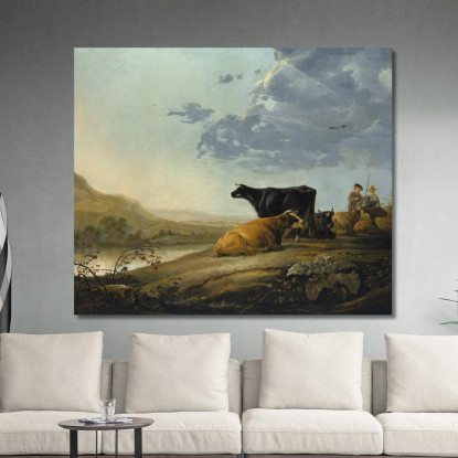 Giovani Mandriani Con Mucche Aelbert Cuyp acu57 quadro stampato su tela